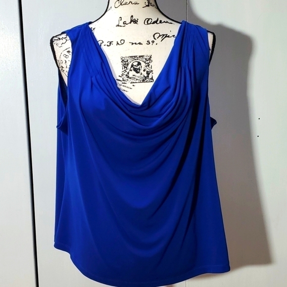 Calvin Klein- Bright Royal blue Shell Top Layering Closet Staple Mod Sz.1X - Picture 1 of 5